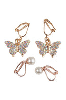 Great Pretenders Boutique Butterfly And Pearl Style Clip On Earrings