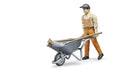 Bruder Municipal Worker Figure Set With Wheel Barrow And Accessories