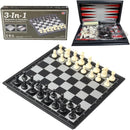 Magnetic Foldable 3 In 1 Chess Set Travel Size, Includes Checkers and Backgammon
