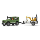 Bruder Land Rover With Trailer, Worker and JCB Excavator